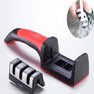 3-in-1 Knife Sharpener With Fruit And Meat Knife Peeler 3-stage Diamond Coated Knife Sharpener,kitchen Helper Three-piece Knife Sharpener Set With A Knife Ceramic Peeler