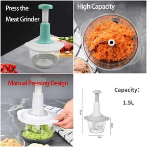 MANUAL HAND PUSH CHOPPER | MULTI-FUNTIONAL VEGETABLE MEAT GRINDER GRATER, CHOPPER (RANDOM COLOR)